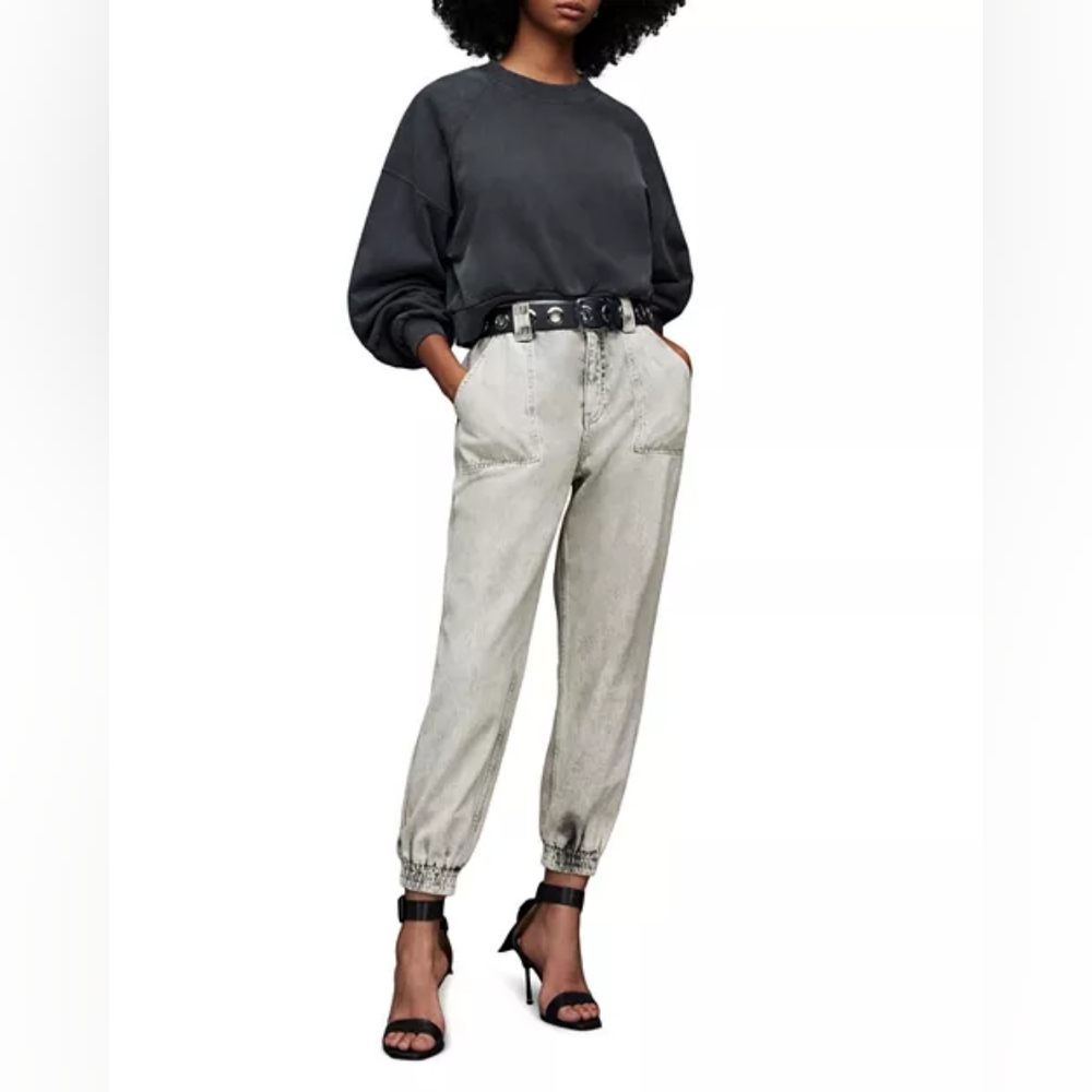 ALLSAINTS Dani Denim Joggers in Anthracite Gray Size 6